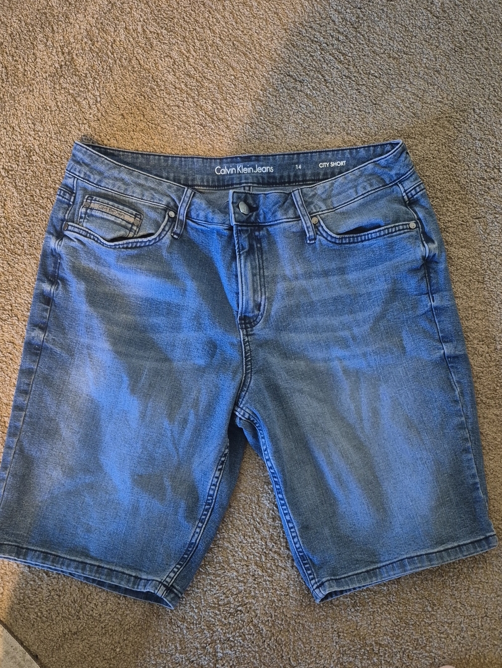 Calvin Klein Women's Faded Blue Denim Bermuda Shorts